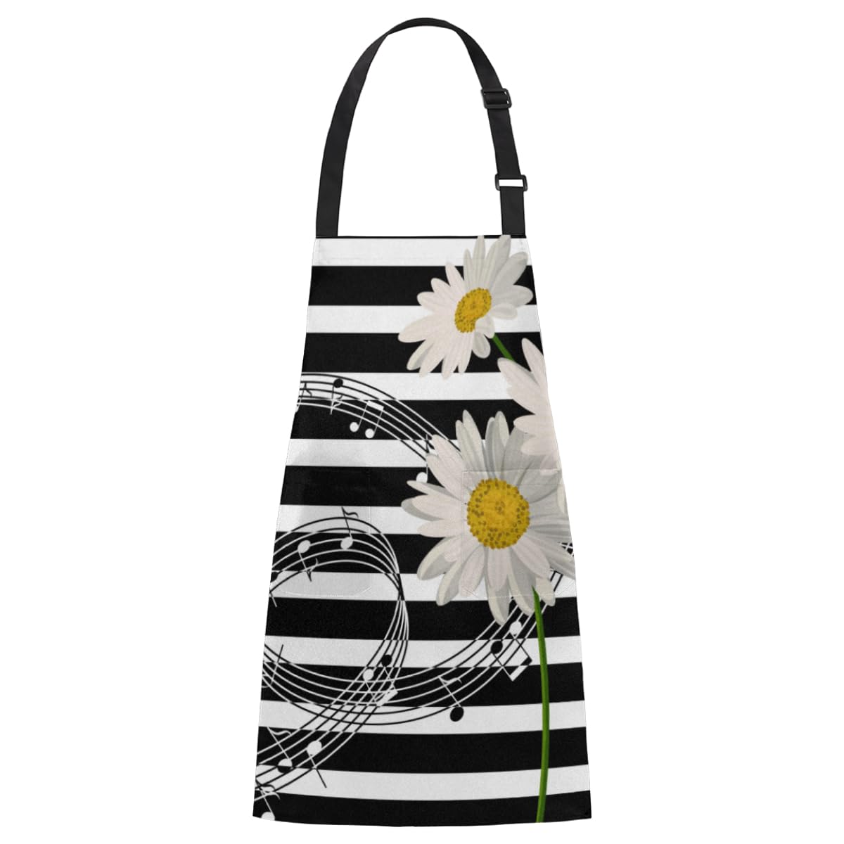 bisibuy Sunflower Music Notes Aprons for Men with Pockets Adjustable Bib Apron for Women Workshop BBQ Chef Apron Long Ties bisibuy