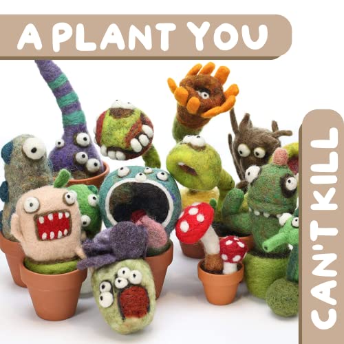Woolbuddy Needle Felting Kit, Cactus Monster Felting Kit for Beginner Adults, Kids Needle Felting Kit Succulent, 4 Felting Needles, Felting Wool, Woolbuddy