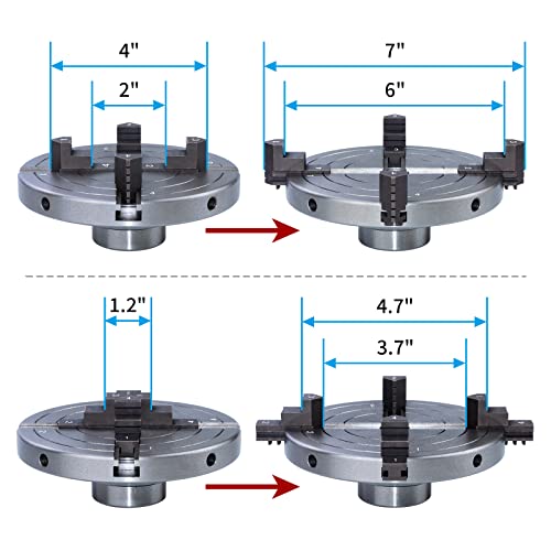 DEEFIINE 6 Inch Wood Lathe Chuck Set 1" x 8 tpi, Self Centering 4 Jaw Wood Turning Chuck - WoodArtSupply