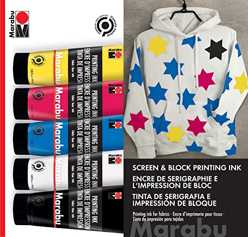 Marabu Fabric Screen Printing Ink - Create Unique Designs & Transform Your Fabrics with Water Based Screen & Block Printing Ink - Large 100ml Tubes Marabu