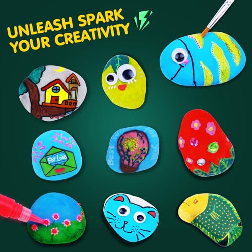 Kids Rock Painting Kit, Arts & Crafts Gifts for Girls and Boys Ages 4-12, Glow in The Dark Kids Activities Kits, Creative Art Paint Gifts Toys for - WoodArtSupply