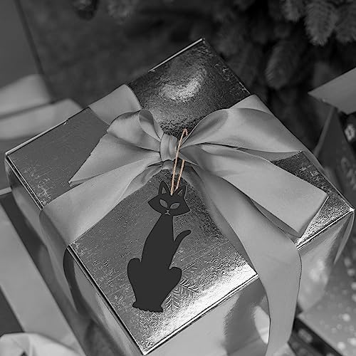 Unfinished Halloween Cat Wood Cat Shaped DIY Wood Halloween Blank Wood with Twines Art Unfinished Ornaments for Halloween Christmas Wedding Birthday Zontween