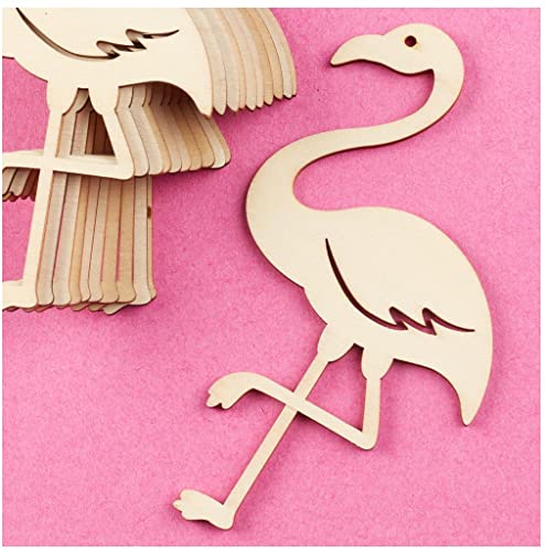 Pack of 24 Unfinished Wood Flamingo Cutouts by Factory Direct Craft - Flamingo Blank Wooden DIY Shapes for Scouts, Camps, Vacation Bible School, & - WoodArtSupply