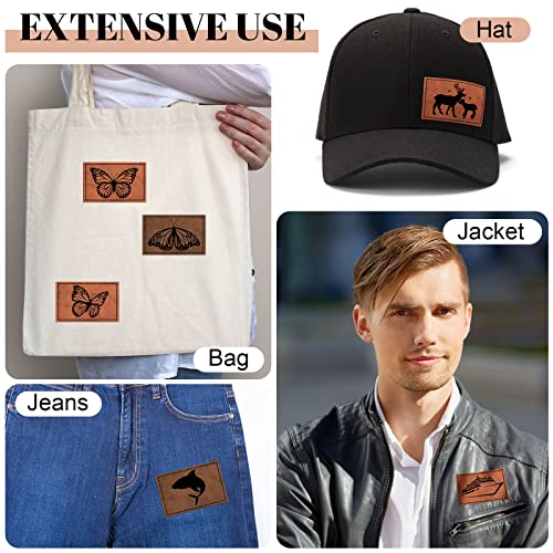 80 Pcs Blank Leatherette Hat Patches with Adhesive Rustic Patches Laser Supplies Faux Leather Hat Patches with Iron on Adhesive Bulk for Hat Shirt Juexica