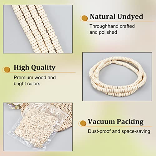 OLYCRAFT 1000PCS 8mm Wooden Flat Spacer Beads Unfinished Flat Wood Loose Beads Wooden Coin Spacer Beads for DIY Bracelet Necklace Earring Craft OLYCRAFT