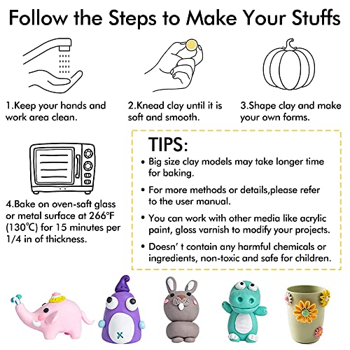 Polymer Clay, Shuttle Art 60 Colors Oven Bake Modeling Clay, Creative Clay Kit with 19 Clay Tools and 16 Kinds of Accessories, Non-Toxic, Non-Sticky, Shuttle Art