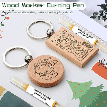 Wood Burn Pen, Marker Pen Set for Wooden Burning with Replacement Nib, Perfect for Artists and Beginners in DIY Wood Burning Craft Projects(4pcs)