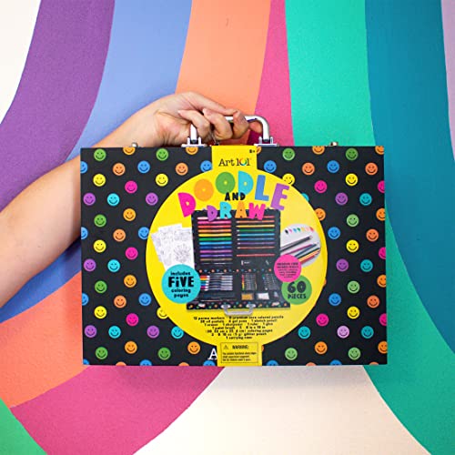 Art 101 Doodle and Draw 60 Piece Art Set in a Colorful Carrying Case, Multi - WoodArtSupply