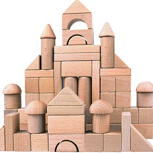 Wooden Building Blocks Set for Kids - Stacker Stacking Game Construction Toys Set Preschool Colorful Learning Educational Toys - Geometry Wooden Migargle