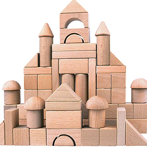 Wooden Building Blocks Set for Kids - Stacker Stacking Game Construction Toys Set Preschool Colorful Learning Educational Toys - Geometry Wooden