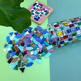 LITMIND Iridescent Glass Mosaic Tiles for Crafts, 240 Pieces 5 Shapes Mixed Stained Glass Sheets, Mosaic Kits for Adults (Iridescent Mix) LITMIND