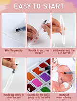 Nicpro 48 Colors Watercolor Paint Set with 8PCS Squirrel Painting Brushes, 25 Sheet Water Color Paper, 2 Water Brush Pens, Palette, Sponge, Art Nicpro