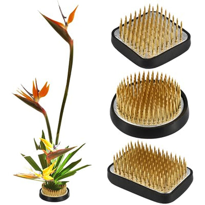 3PCS Japanese Ikebana Flower Frogs for Flower Arrangement, Kenzan Kit Includes 2.5’’ Round + 1.8” Square + 2.1” x 1.5” Rectangle, JP Flower