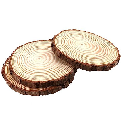 JAPCHET 50 PCS 5-5.5 Inch Natural Wood Slices, Wooden Circle Slices with Bark Unfinished Wood Discs for Home Decorations and Christmas Ornaments - WoodArtSupply