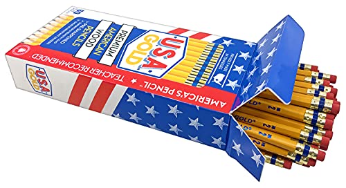 Cra-Z-art U.S.A. Gold Pre-sharpened American Wood Cased #2 HB Yellow Pencils, 60 Pack - WoodArtSupply