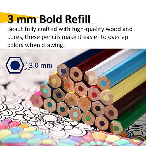 Professional Vibrant Colored Pencil Set – 48 Pack Soft Oil-based Cores  Hexangular Premium Sharpener Case Writing Coloring Books Drawing Arts  Sketching