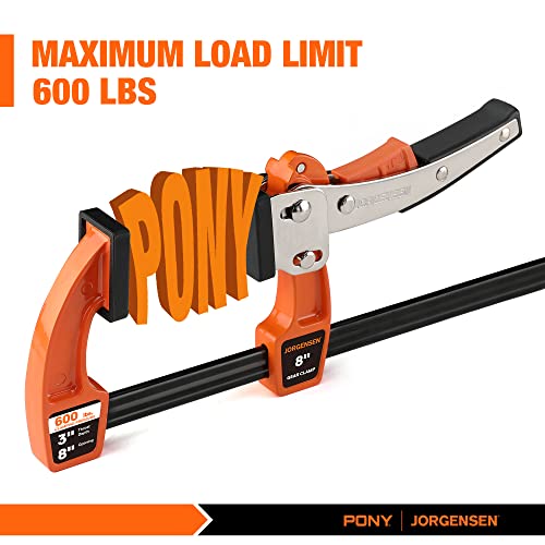 Jorgensen 8-inch Bar Clamp Set, Bar Clamp for Woodworking, Quick Release Gear Clamp with 600 lbs Load Limit - 2 Pack Jorgensen