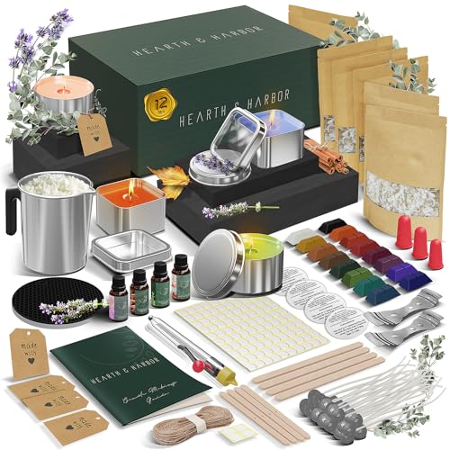 Hearth & Harbor Soy Candle Making Kit for Adults & Kids, Candle Making Supplies, DIY Candle Making Kit for Beginners, Natural Soy Wax Candle Making - WoodArtSupply