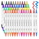 Banral 48 Colors Acrylic Paint Pens Markers, Dual Tip with Medium Tip and Brush Tip Paint Pens for Rock Painting, Stone, Wood, Calligraphy, Canvas, Banral
