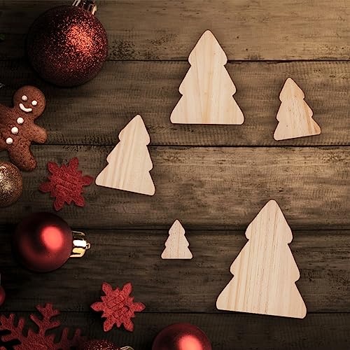 OLYCRAFT 8Pcs 4 Sizes Unfinished Wooden Tree Blocks Wooden Tray Plates Christmas Tree Blank Wooden Cutouts Wooden Display Decoration Pieces for Home OLYCRAFT