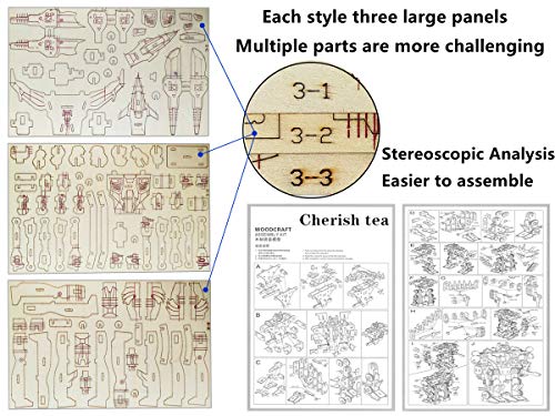 3D Wooden Robot Puzzle, 4 Piece Set Wood Crafts DIY Assembly Robot Puzzle - Wooden Robot Model Kits - Robot Toys for Adults Teens Boys Kids Birthday i-CHONY