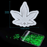 NiArt Epoxy Resin Casting Silicone Mold Kit + Green Laser Sequins Small Size Dual-Purpose Maple Leaf Shape Ashtray & Coaster, DIY Art Craft Plaster NiArt