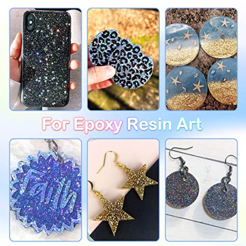 HTVRONT Holographic Extra Fine Glitter Powder - 50g/1.76oz, for Resin, 0.008"Portable Ultra Fine Glitter Powder for Nails, Candle Making, Crafts, HTVRONT