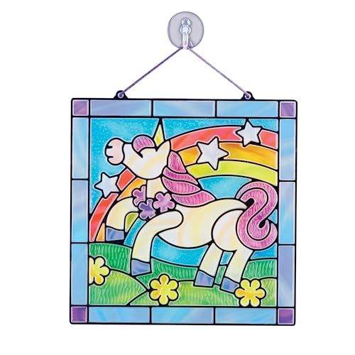 Melissa & Doug Stained Glass Made Easy Craft Kit - Unicorn - Kids Sticker Stained Glass Craft Kit; Unicorn Crafts For Kids Ages 5+ - WoodArtSupply