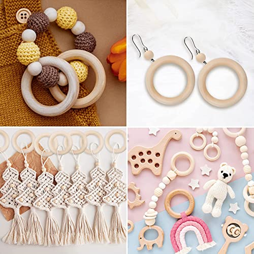 30 Pcs Wooden Rings for Craft, 55mm/2.2inch, Natural Wood Rings for Macrame Pendant Connectors,Jewelry Making, Decor DIY Craft - WoodArtSupply