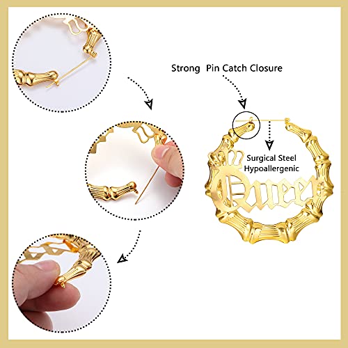 HAIAISO 80s/90s Hip Hop Queen Costume Kit for Women Sunglasses Bamboo Hoop Earrings Chunky Queen Pendant Cuban Chain Necklace Bracelet Rapper DJ HAIAISO