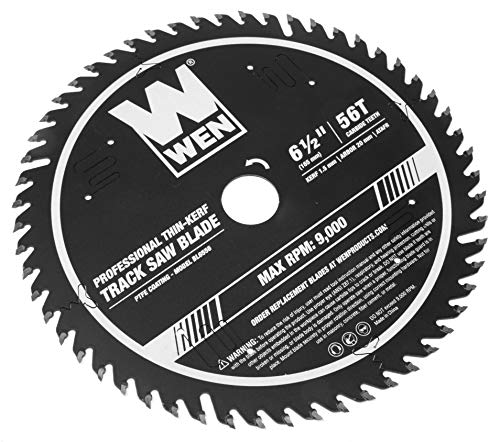 WEN BL6556 6.5-Inch 56-Tooth Carbide-Tipped Thin-Kerf Professional ATAFR Track Saw Blade with PTFE Coating WEN