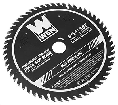 WEN BL6556 6.5-Inch 56-Tooth Carbide-Tipped Thin-Kerf Professional ATAFR Track Saw Blade with PTFE Coating - WoodArtSupply