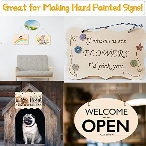 12Pcs Unfinished Wood Crafts, Rectangle-Shaped Wood Slices Wood Blank, Wood Sign Wood Plaque for Crafts, Door Hanger, Wood Burning, Painting, Brmeday