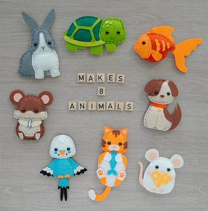 Craftorama Sewing Kit for Kids, Fun and Educational Pets Craft Set for Boys and Girls Age 7-12, Sew Your Own Felt Animals Craft Kit for Beginners,