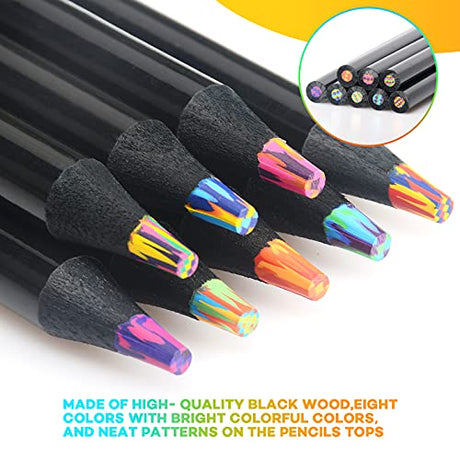 nsxsu 8 Pieces Rainbow Pencils, Jumbo Colored Pencils for Adults, Multicolored Pencils Art Supplies for Drawing, Coloring, Sketching, Pre-sharpened nsxsu