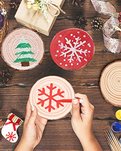 Pllieay 12 Pcs 5.1-5.5 Inch Wood Slices, Unfinished Wood Slice Ornaments for DIY Crafts Wedding Table Centerpieces Coasters for Arts Painting Craft Pllieay