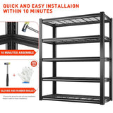 REIBII 40" W Garage Shelving 2000LBS Heavy Duty Storage Shelves 5 Tier Metal Shelves for Storage Rack Garage Shelf Shelving Units and Storage Shelves REIBII