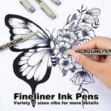 Micro-Pen Fineliner Ink Pens, 12 Pack Black Micro Fine Point Drawing Pens Waterproof Archival Ink Multiliner Pens for Artist Illustration, Sketching, KERIFI