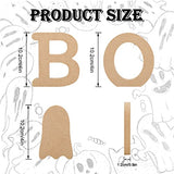 Whaline 6Pcs Halloween Wooden Ghost Cutouts Letter Boo Unfinished Table Wooden Signs Blank Ghost Freestanding Ornament for Halloween Home Kitchen Whaline