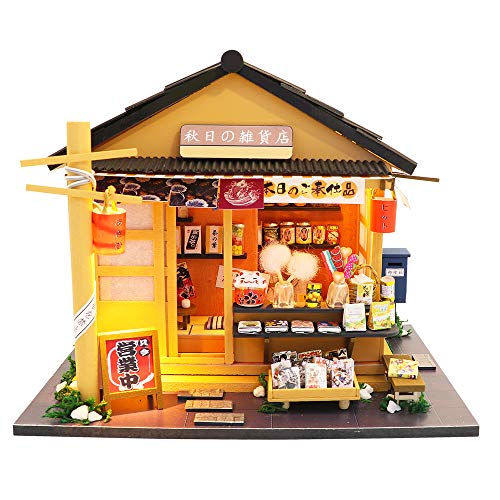 Spilay DIY Miniature Dollhouse Kit with Wooden Furniture,Handmade Japanese Style DIY Dollhouse Kit with Dust Cover & LED,1:24 Scale Creative Room