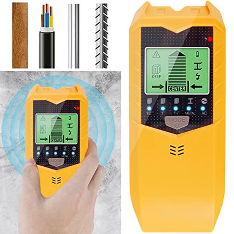 5 in 1 Stud Finder Sensor, SH402 Stud Finder Wall Scanner Detector Portable Electronic Detector with LED Display and Audio Alarm Handheld Stud HOTBEST