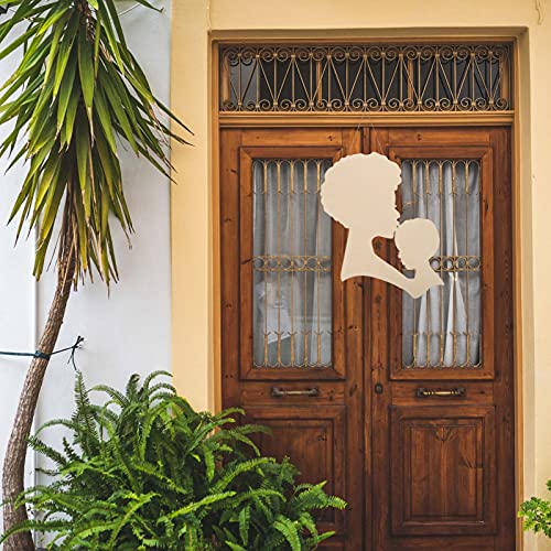 SEWACC Mother's Day Wood Chips African Woman Face Cutouts DIY Wooden Template House Ornaments Silhouette Wreath Template Black Man Gifts Unfinished SEWACC