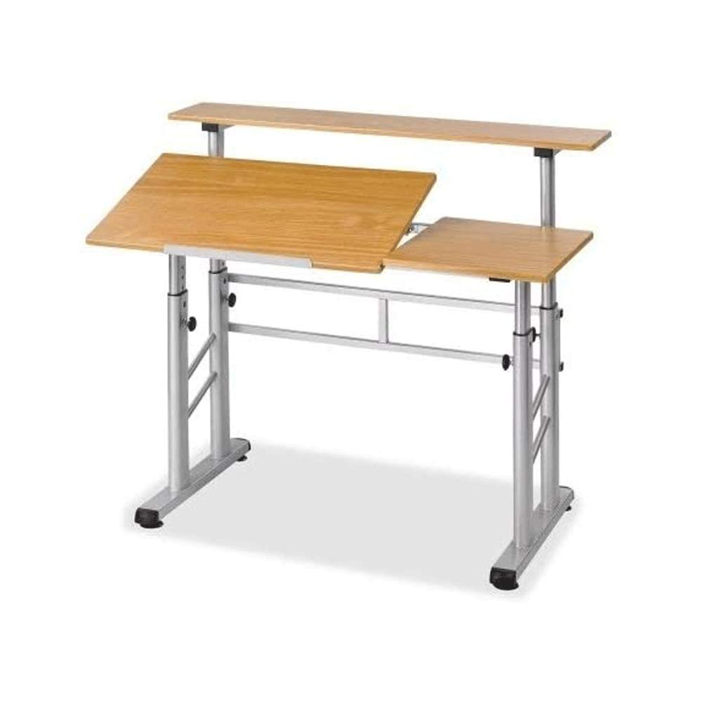 Safco Split-Level Drafting Table Height Adjustable Sit-to-Stand, 29.5" to 37.5", Medium Oak Safco