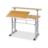 Safco Split-Level Drafting Table Height Adjustable Sit-to-Stand, 29.5" to 37.5", Medium Oak Safco