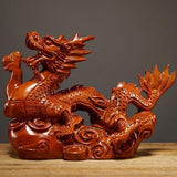 EXCEART 1pcs Wooden Chinese Fengshui Dragon Figurine Statue 10cm Mini 2024 Year of The Dragon Gift Chinese Zodiac Dragon Figurines Wood Hand Carved EXCEART