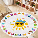 Round ABC Alphabet, Animals Educational Rug, Kids Area Rug, Washable Nursery Rug for Kids Bedroom, Non-Slip Play Mat Ultra Soft Non-Slip Carpet Fubullish
