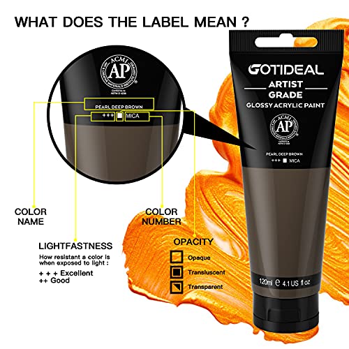 GOTIDEAL Metallic Acrylic Paint Pearl Deep Brown Tubes(120ml, 4.1 oz) Non Toxic Non Fading,Rich Pigments for Painters, Adults & Kids, Ideal for GOTIDEAL