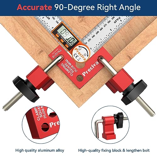 Preciva 90 Degree Mini Positioning Squares 2 Sets (2.32''x 2.32''), Aluminum Alloy Right Angle Clamps Fixing Clamp, Carpenter Corner Clamping Square Preciva
