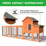 RUNVA 122''Chicken Coop with Nest Box - Poultry Cage with Removable Tray, Wooden Chicken Coop for 6 Chickens with Waterproof Roof & Ramp Play for RUNVA