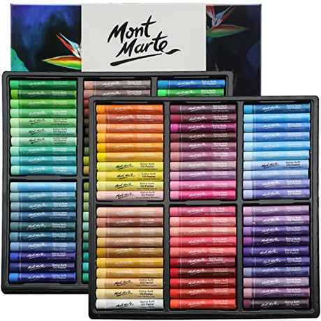 MONT MARTE Extra Soft Oil Pastels Vibrant Hues Premium 120pc, Assorted Bright Colors, Vibrant, Buttery, Versatile Art Pastels for Blending, Layering MONT MARTE